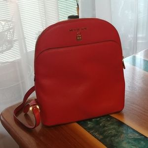 Michael Kors "Adele" lg. leather backpack scarlet